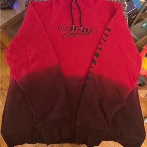 Hollister Red and Black Gradient Hoodie